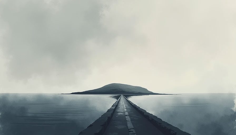 Minimalist watercolor and pencil illustration of a lone Scottish island landscape, grey sky and calm sea, quiet meditative mood for indie games blog about atmosphere and memory.webp